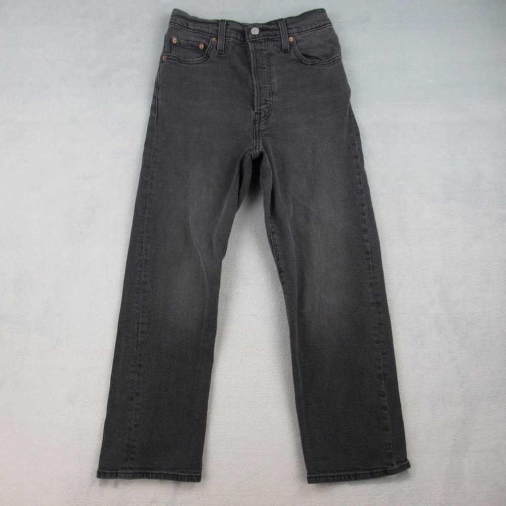 Levis Ribcage Straight Ankle Jeans Womens 26 Gray High Rise‎ 72693-0134